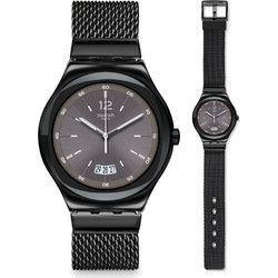 Swatch TV Set Ανδρικό Ρολόι με Μαύρο Μεταλλικό Μπρασελέ YWB405MB