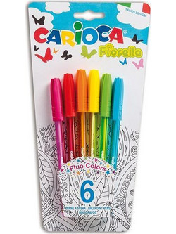 Carioca Fiorella Σετ Στυλό Διαρκείας 1mm Πολύχρωμο με Glitter 6τμχ 12606-2