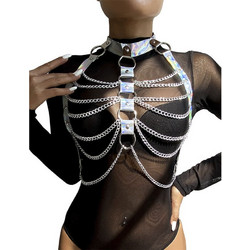 Subblime Chest Harness with Rings & Chains Silver