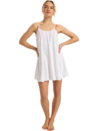 Roxy Favorite Summer Mini Καλοκαιρινό Καθημερινό Φόρεμα Λευκό ERJX603448