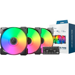 Montech HP140 Case Fan 140mm ARGB με Σύνδεση 3-Pin 4-Pin PWM 3τμχ Black