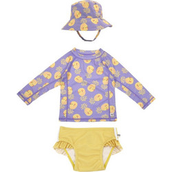 Zoocchini Pineapple Σετ Αντηλιακό UV Βρεφικό Μαγιό Πάνα Σετ με Μπλούζα για Κορίτσι Λιλά Κίτρινο ZOO16012