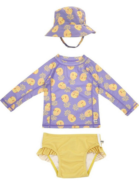 Zoocchini Pineapple Σετ Αντηλιακό UV Βρεφικό Μαγιό Πάνα Σετ με Μπλούζα για Κορίτσι Λιλά Κίτρινο ZOO16012
