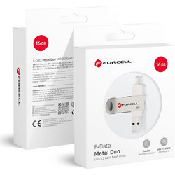 Forcell Metal Duo 16GB USB Stick 3.2 Gen 1 με USB-A & USB-C