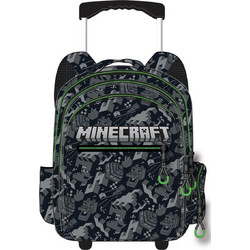 Gim Minecraft Camo Terra Σχολική Τσάντα Τρόλεϊ Δημοτικού Μαύρη 316-02074
