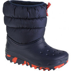 Crocs Παιδικές Μπότες Χιονιού Navy Μπλε Πορτοκαλί Αδιάβροχες με Γούνα 207684-410