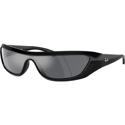 Ray-Ban RB44231 6677/6V Ανδρικά Γυαλιά Ηλίου Μάσκα Κοκάλινα Μαύρα με Aσημί Φακό