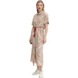 Superdry Midi Καλοκαιρινό Καθημερινό Φόρεμα Σεμιζιέ Λινό Εκρού W8011893A-F4T