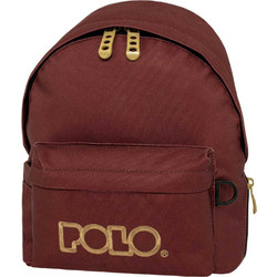 Polo Mini Σχολική Τσάντα Πλάτης Νηπιαγωγείου Μπορντό Χρυσή 901067-3576
