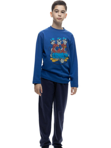 Galaxy Παιδική Πιτζάμα Βαμβακερή Χειμωνιάτικη Royal Blue Navy Μπλε 136-24