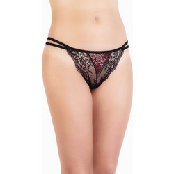 Elite Form Γυναικείο Sexy String με Δαντέλα Μαύρο Μπορντό 741-018