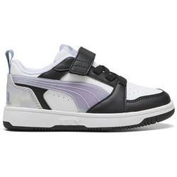 Puma Rebound V6 Παιδικά Sneakers Λευκά Μαύρα Πράσινο Mint 402786-02