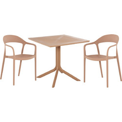HomeMarkt Cleo Σετ Τραπεζαρία Κήπου Πολυπροπυλενίου 3τμχ Εκρού HM21136