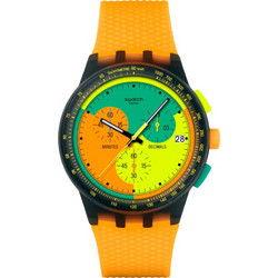 Swatch Ανδρικό Ρολόι Χρονογράφος με Πορτοκαλί Καουτσούκ Λουράκι SUSB422