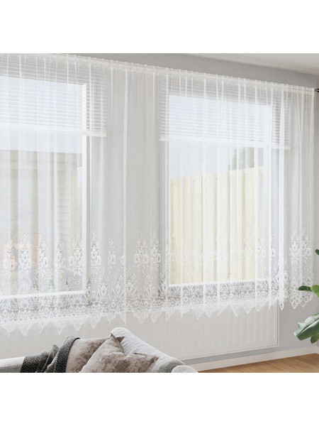 vidaXL Κουρτίνα Παραθύρου Floral με Τρέσα & Δαντέλα 600x245 4107939 Λευκή