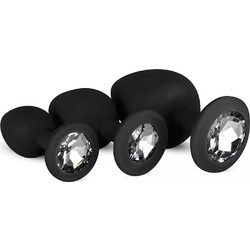 EasyToys Πρωκτικές Σφήνες Diamond Plugs Μαύρες 3τμχ