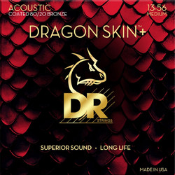 DR Strings Dragon Skin+ Coated DA8-13 Σετ 6 Χορδές Ακουστικής Κιθάρας 80/20 Bronze 13-56" Medium Tension