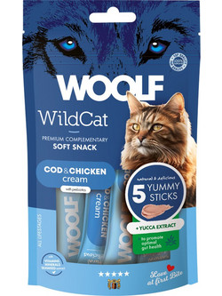 Woolf Wildcat Soft Snack Cream with Cod & Chicken 5x14gr