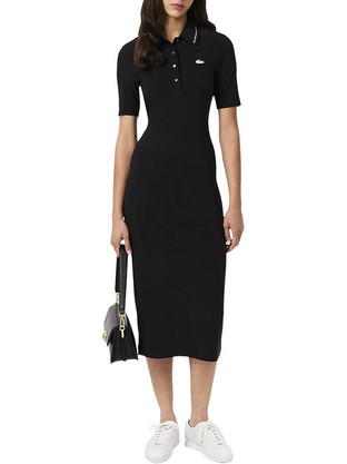 Lacoste Midi Καθημερινό Φόρεμα Μαύρο 3EF6301-031