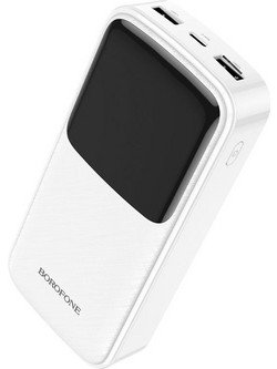 Borofone BJ17A Power Bank 20000mAh με 2 Θύρες USB-A & Θύρα USB-C White