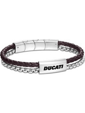 Ducati Drifter Ανδρικό Βραχιόλι Χειροπέδα από Δέρμα & Ατσάλι Ασημί DTAGB0005101