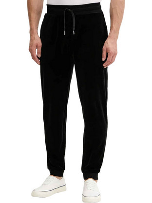 Hugo Boss Velour Ανδρικό Παντελόνι Φόρμας με Λάστιχο Μαύρο 50550635-001