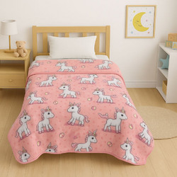 Astron Παιδική Κουβέρτα Βελουτέ Baby Unicorn 150x220 Ροζ