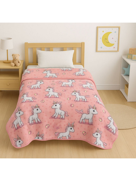 Astron Παιδική Κουβέρτα Βελουτέ Baby Unicorn 150x220 Ροζ