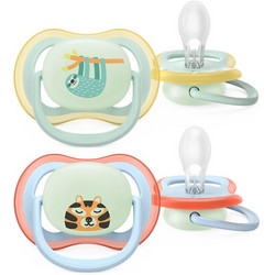 Philips Avent Ultra Air Nighttime Ανατομικές Ορθοδοντικές Πιπίλες Σιλικόνης Νυκτός 0-6m Light Blue Light Green 2τμχ SCF376/24