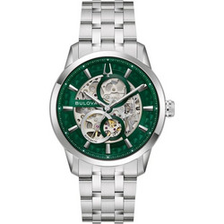 Bulova Sutton Ανδρικό Ρολόι Αυτόματο με Ασημί Μεταλλικό Μπρασελέ 96A329