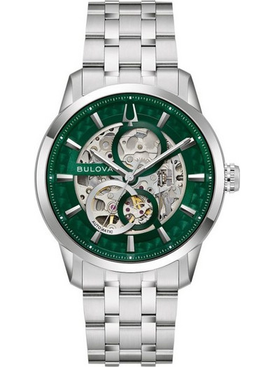 Bulova Sutton Ανδρικό Ρολόι Αυτόματο με Ασημί Μεταλλικό Μπρασελέ 96A329
