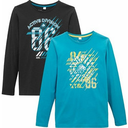 Bonprix Παιδικό T-Shirt Μακρυμάνικο Μαύρο Τιρκουάζ 92192195