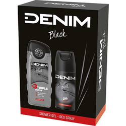 Denim Black Men's Shower Gel 250ml + Deodorant Spray 150ml
