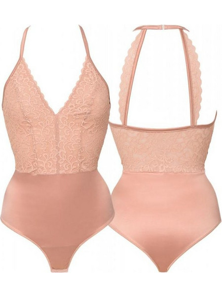 Miss Rosy Γυναικείο Κορμάκι String με Τιραντάκι & Δαντέλα Nude 7269