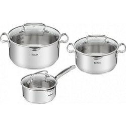 Tefal Duetto+ Σετ Κατσαρόλες από Ανοξείδωτο Ατσάλι Αντικολλητική Επίστρωση 3τμχ G719S674