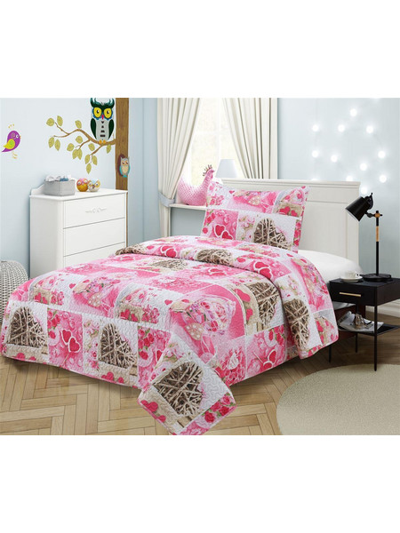 Dimcol Σετ Παιδικό Κουβερλί Μονό Microfiber με Μαξιλαροθήκη 160x220 418 Ροζ