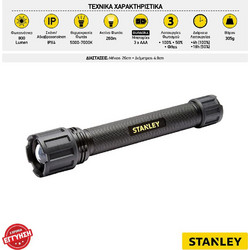 Stanley SXLS50103E CD-SXLS50103E-1 Φακός Μπαταρίας IPX4 800lm