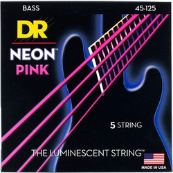 DR Strings Neon Pink NPB5-45 Σετ 5 Χορδές Ηλεκτρικού Μπάσου Nickel Plated Steel 45-125"