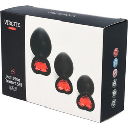 Virgite E14 Heart Σετ Πρωκτικές Σφήνες Diamond Plugs Κόκκινες Μαύρες 3τμχ