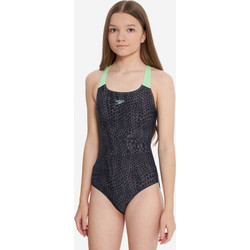 Speedo Digital Allover Powerback Αθλητικό Παιδικό Μαγιό Ολόσωμο για Κορίτσι Μαύρο Πράσινο Mint 8003734-18666