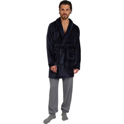 Mario Uomo Χειμωνιάτικη Ανδρική Ρόμπα Fleece Navy Μπλε 25655