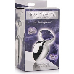 XR Brands Booty Sparks Amethyst Heart Large Πρωκτική Σφήνα Diamond Plug 9.4cm Ασημί Μωβ