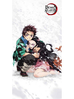 Demon Slayer Kimetsu No Yaiba Παιδική Πετσέτα Θαλάσσης Λευκή 70x140cm HTEX-DS-4328T