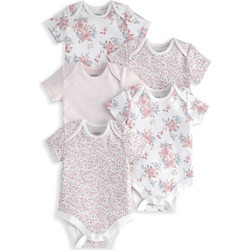 Mamas & Papas Flowers Σετ Φορμάκια Εσώρουχα Κοντομάνικα για Κορίτσι Λευκό Ροζ 25180043