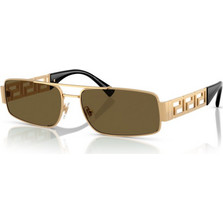 Versace VE2257 100273 Γυναικεία Γυαλιά Ηλίου Ορθογώνια Μεταλλικά Χρυσά με Καφέ Φακό