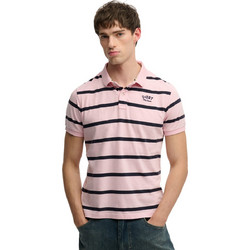 Superdry D2 Vintage Stripe Jersey Ανδρική Αθλητική Μπλούζα Polo Ροζ M1110464A-K1E