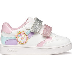 Geox Παιδικά Sneakers Λευκά Ροζ Ασημί B655MBOOOBCC1R8S