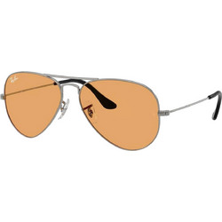 Ray-Ban RB3025 00433 Ανδρικά Γυαλιά Ηλίου Aviator Μεταλλικά Μαύρα με Πορτοκαλί Φακό