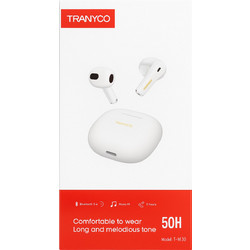 Tranyoo T-M2 Ακουστικά Bluetooth Earbud Ανθεκτικά στο Νερό White