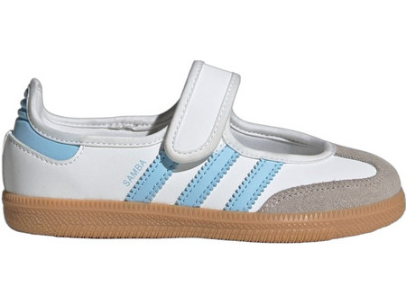 Adidas Samba Jane Παιδικές Μπαλαρίνες Πάνινες με Σκρατς Λευκές Γαλάζιες JQ9305